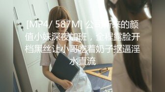 [MP4/ 587M] 公司新来的颜值小妹深夜加班，全程露脸开档黑丝让小哥吃着奶子抠逼淫水直流