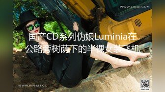 国产CD系列伪娘Luminia在公路旁树荫下的半裸女装飞机